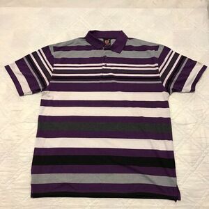 Purple/white/black/gray striped‎ Polo shirt 3XL